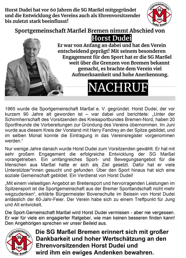 2025 Horst Dudei Nachruf Portrait
